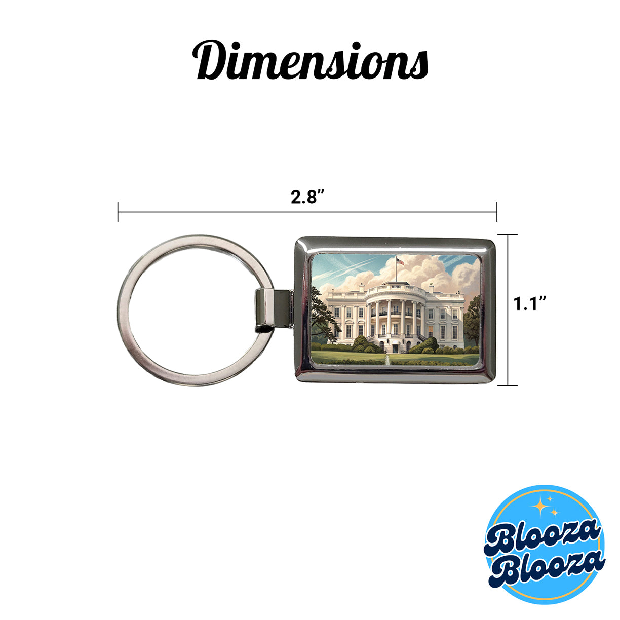 White House Washington DC Rectangle Metal Keychain