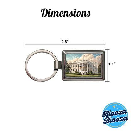 White House Washington DC Rectangle Metal Keychain