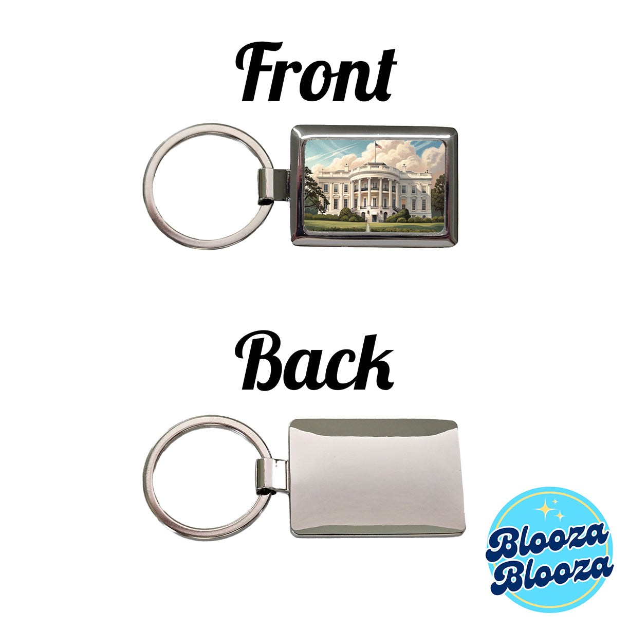 White House Washington DC Rectangle Metal Keychain