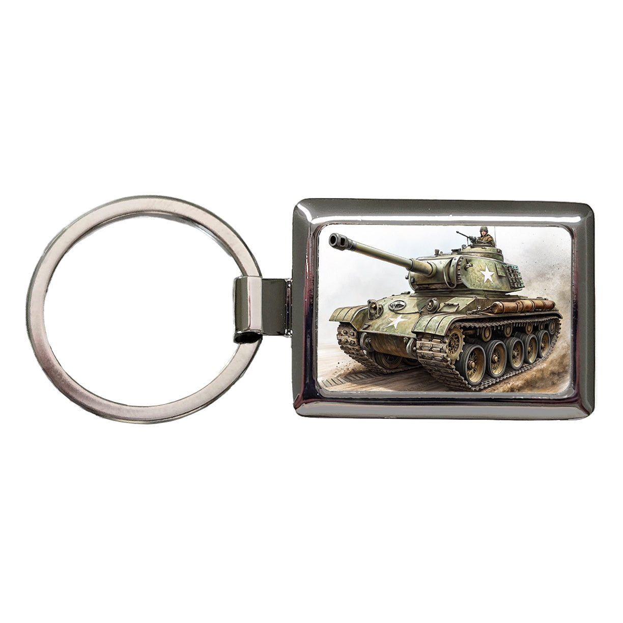 WWII M26 Pershing US Heavy Tank Rectangle Metal Keychain
