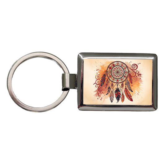 Abstract Southwestern Dream Catcher Design Rectangle Metal Keychain