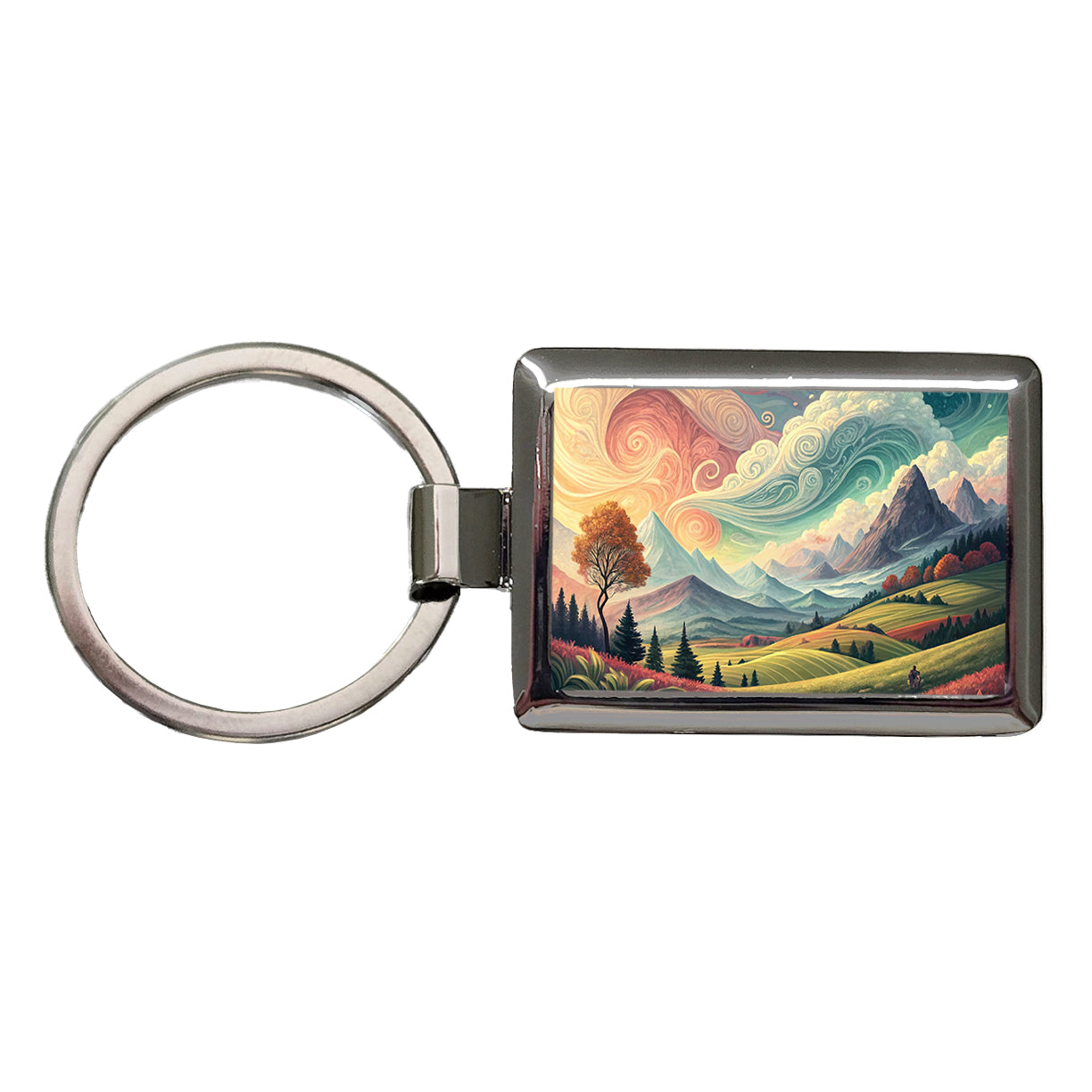 Abstract Tranquil Landscape Rectangle Metal Keychain
