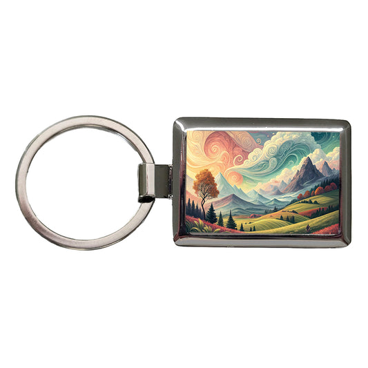 Abstract Tranquil Landscape Rectangle Metal Keychain