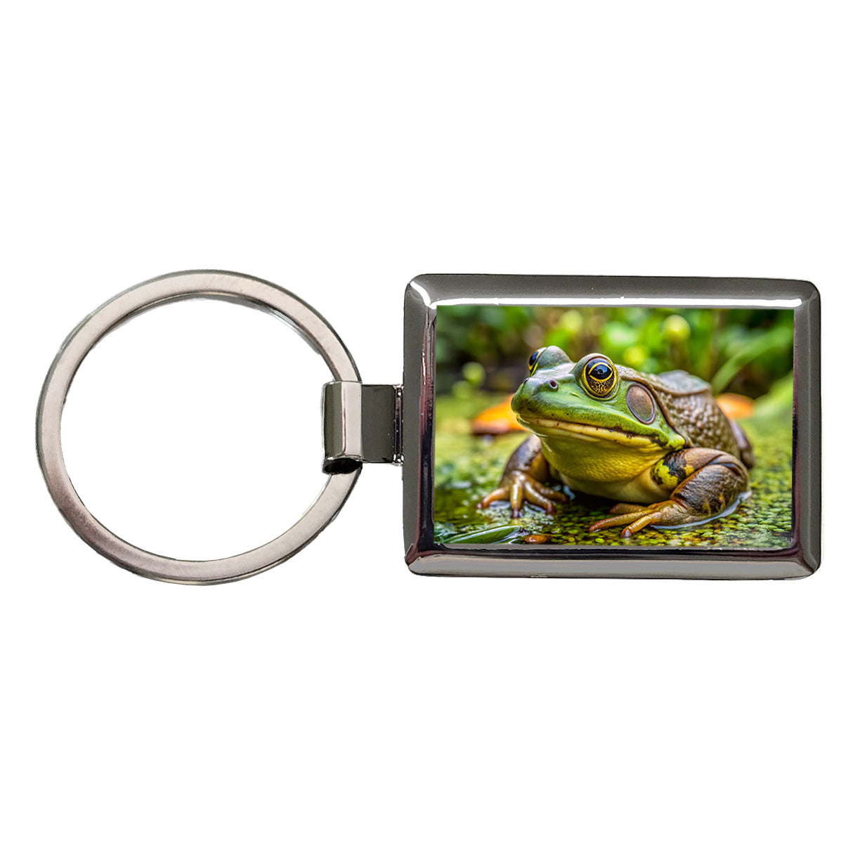 American Bullfrog Rectangle Metal Keychain
