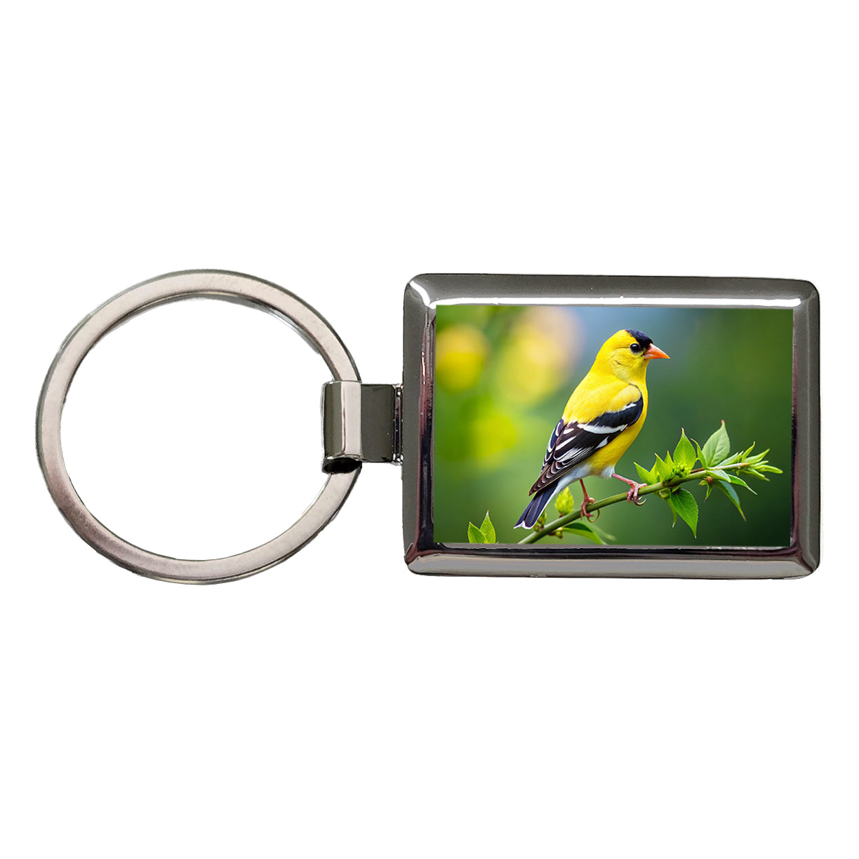 American Goldfinch Backyard Bird Rectangle Metal Keychain