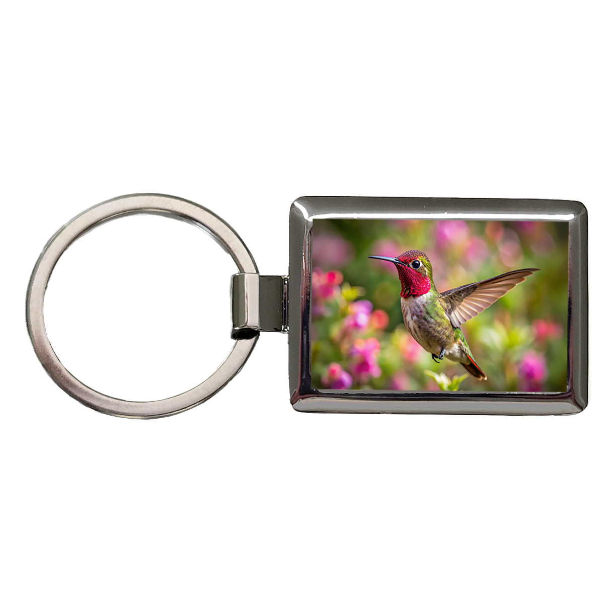 Anna's Hummingbird Backyard Bird Rectangle Metal Keychain
