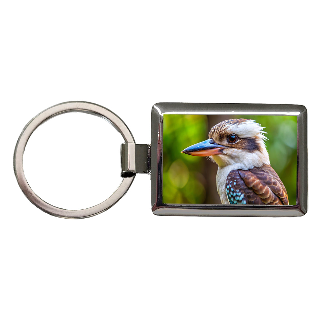 Australian Kookaburra Bird Rectangle Metal Keychain