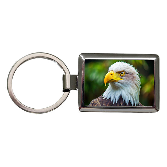 Bald Eagle Raptor Bird Of Prey Rectangle Metal Keychain