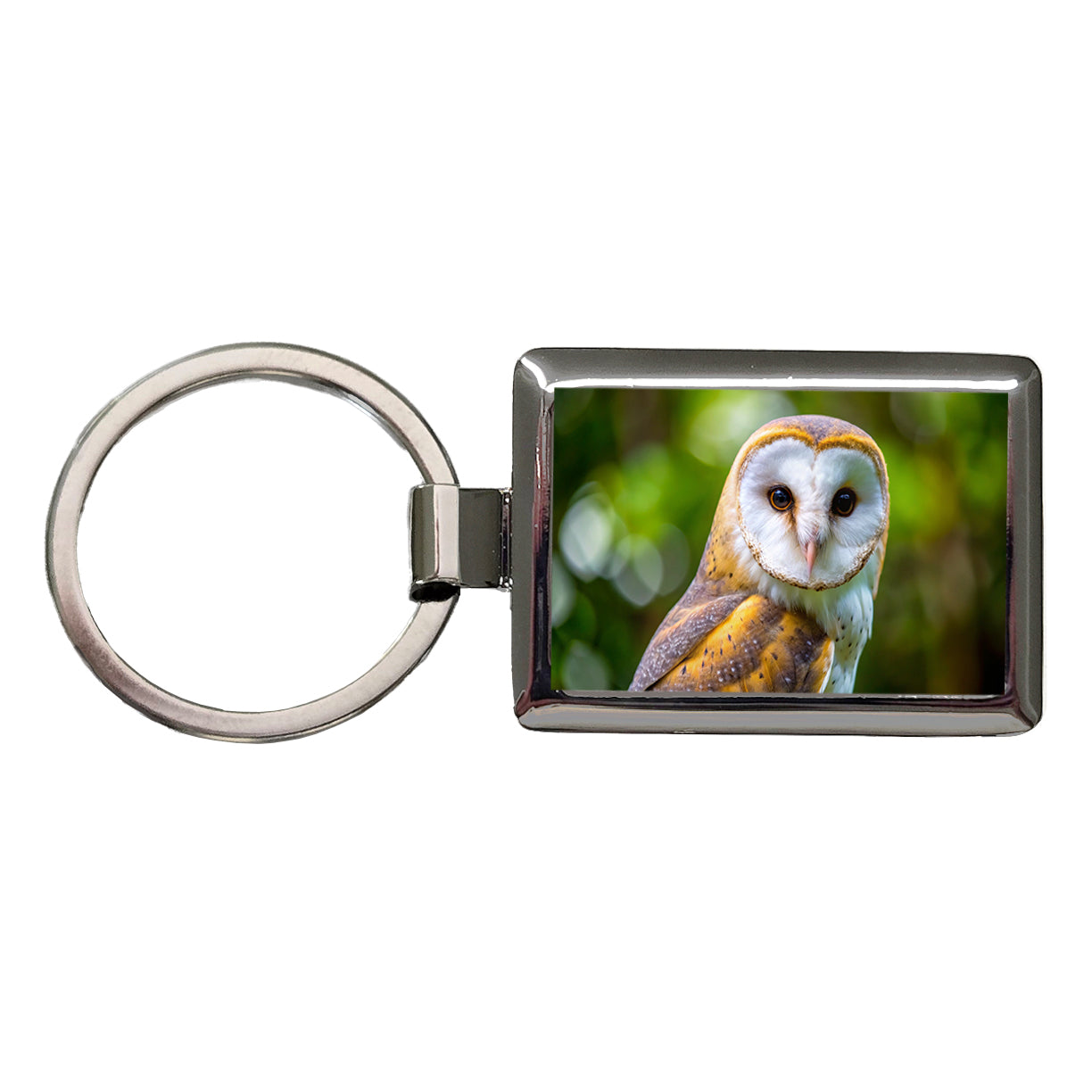 Barn Owl Raptor Bird Of Prey Rectangle Metal Keychain