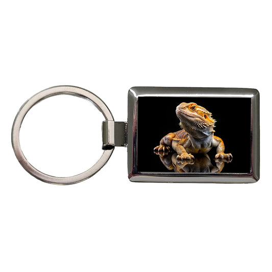 Bearded Dragon Lizard Reptile Rectangle Metal Keychain