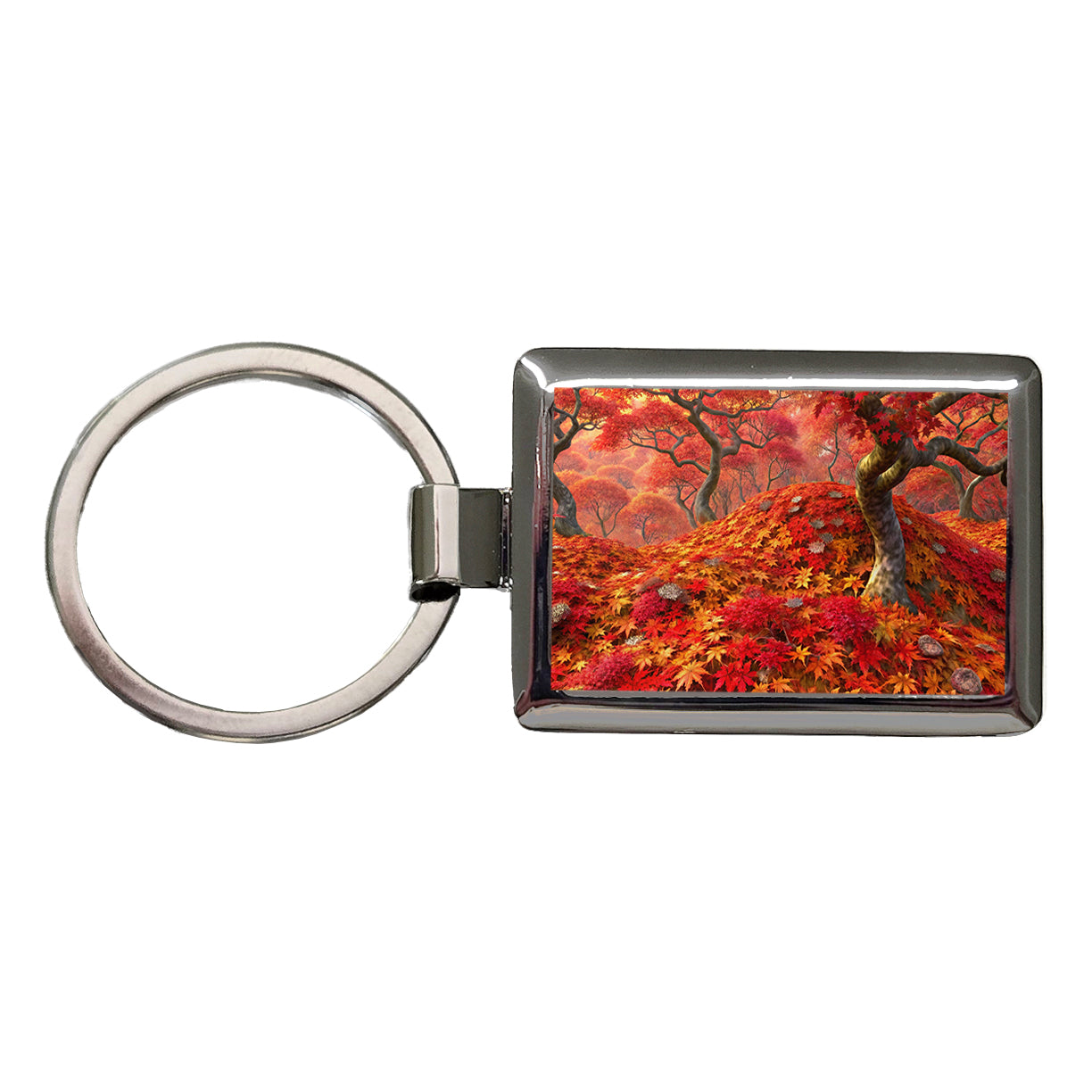 Beautiful Autumn Fall Leaves Rectangle Metal Keychain