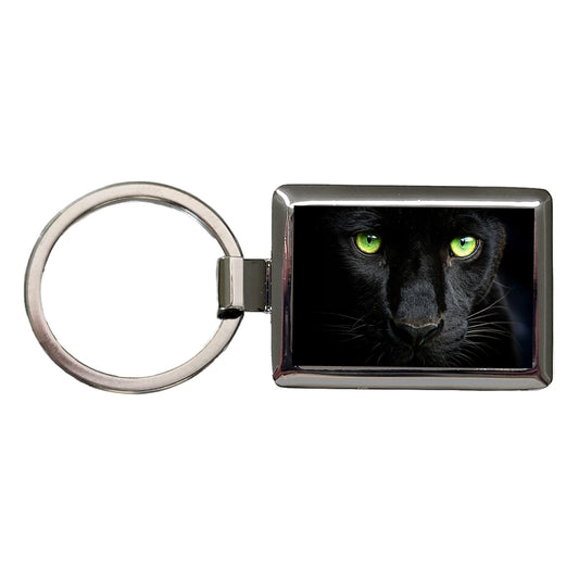 Black Panther Eyes Rectangle Metal Keychain