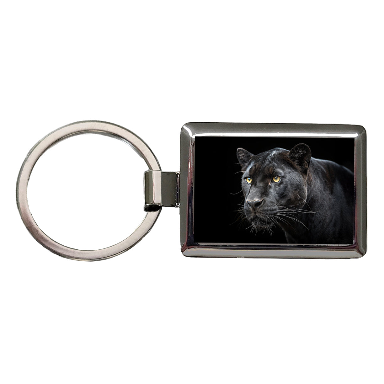 Black Panther Face Rectangle Metal Keychain