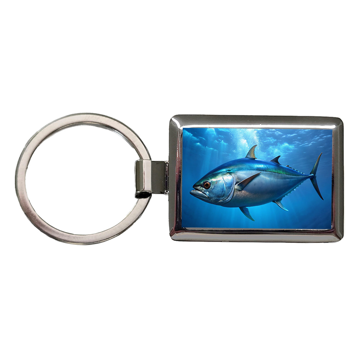 Bluefin Tuna Fish Rectangle Metal Keychain