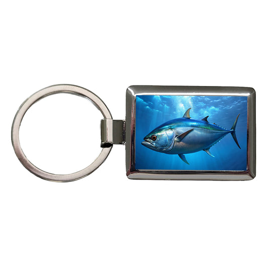 Bluefin Tuna Fish Rectangle Metal Keychain
