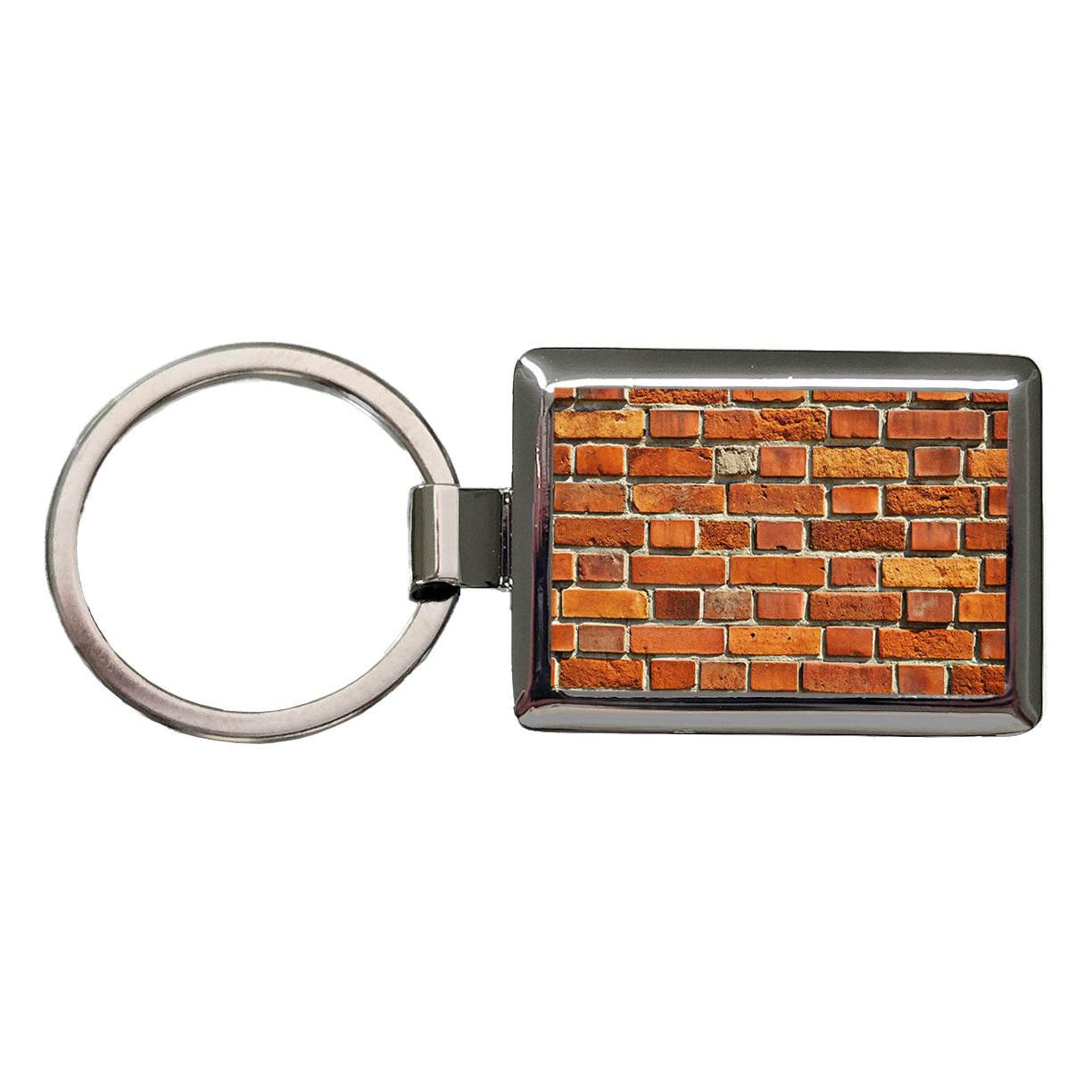 Brick Wall Pattern Rectangle Metal Keychain
