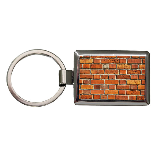 Brick Wall Pattern Rectangle Metal Keychain