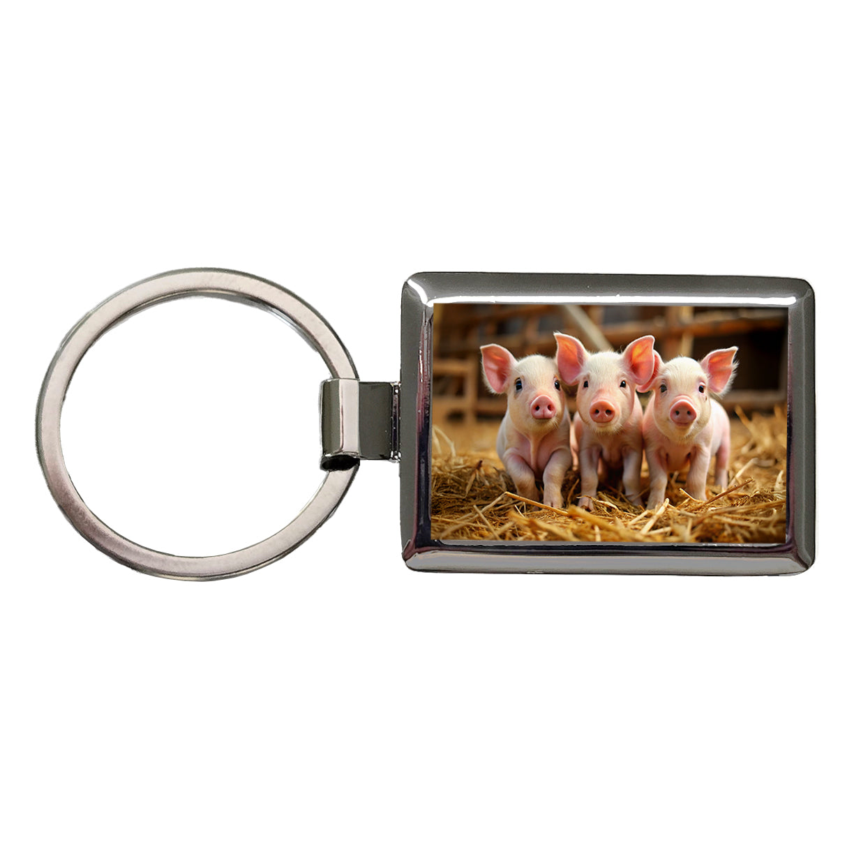 Bunch of Pink Baby Pigs Rectangle Metal Keychain