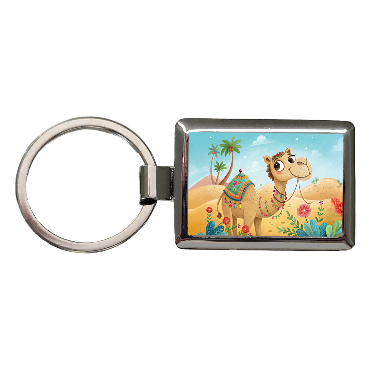 Camel Children's Illustration Style Rectangle Metal Keychain
