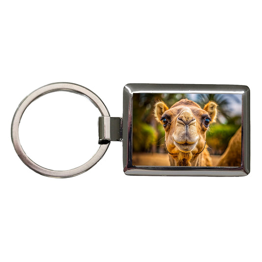Camel Face Rectangle Metal Keychain