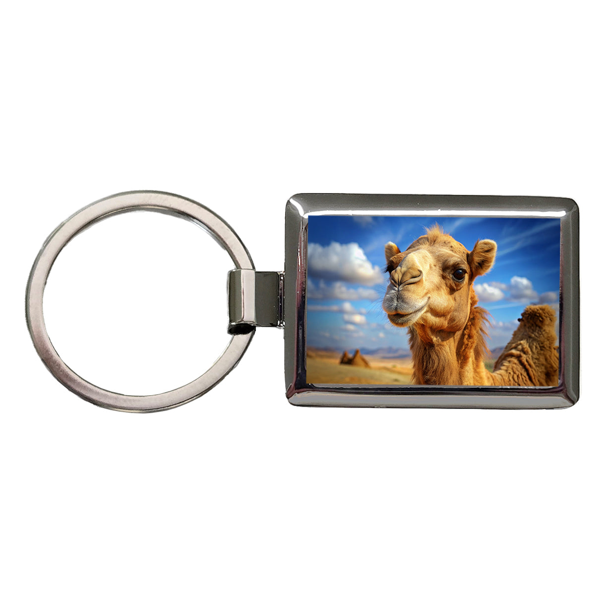 Camel Rectangle Metal Keychain