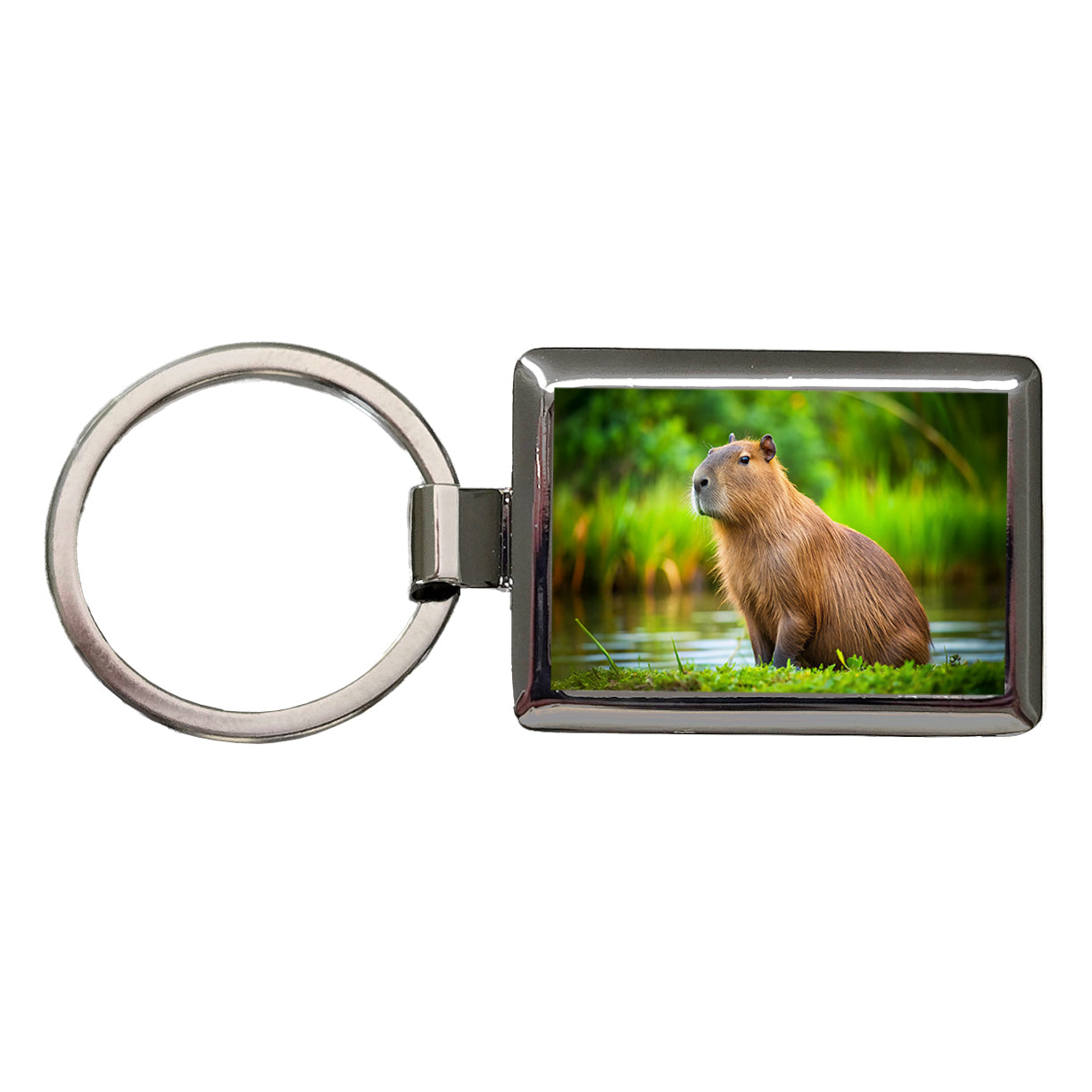Capybara Rectangle Metal Keychain