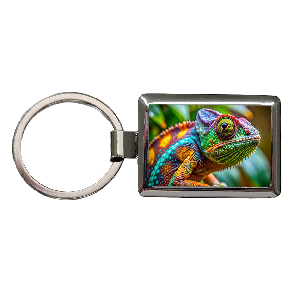 Chameleon Lizard Reptile Rectangle Metal Keychain