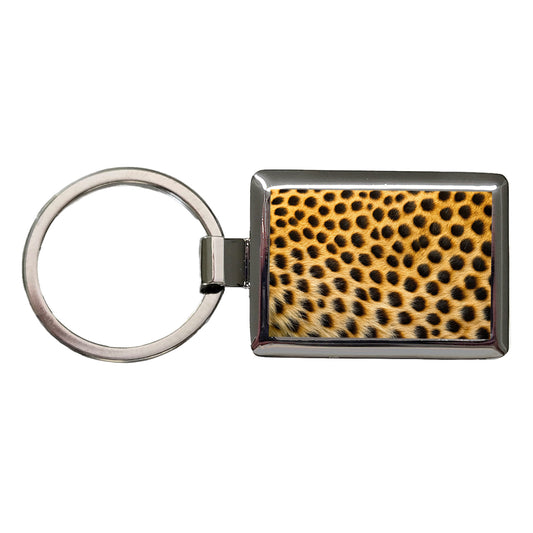 Cheetah Spots Fur Pattern Rectangle Metal Keychain