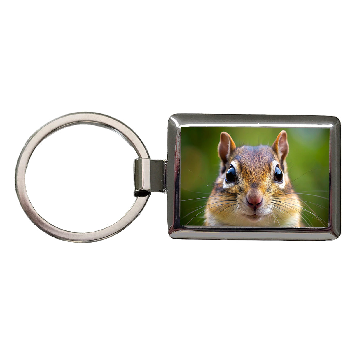 Chipmunk Face Rectangle Metal Keychain