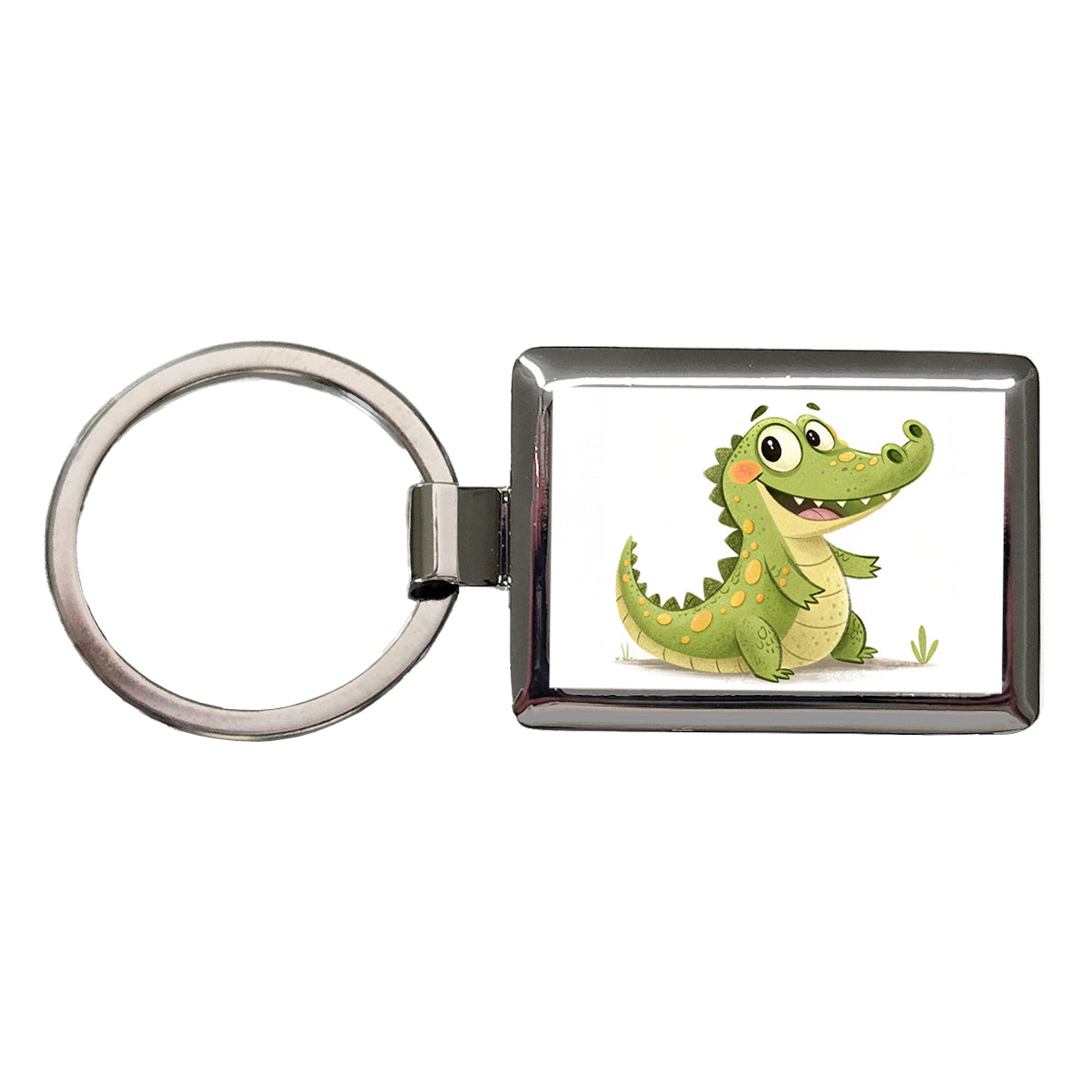 Crocodile Children's Illustration Style Rectangle Metal Keychain