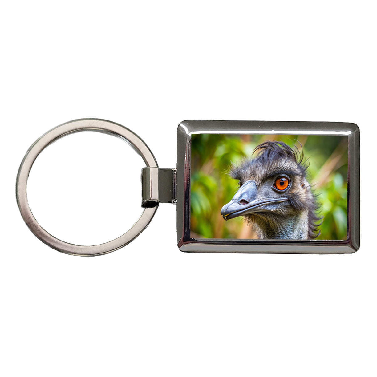 Emu Rectangle Metal Keychain