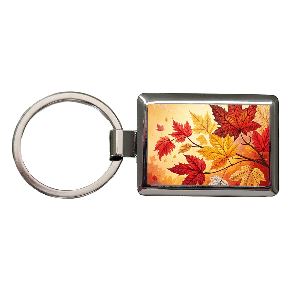 Fall Autumn Leaves Design Rectangle Metal Keychain