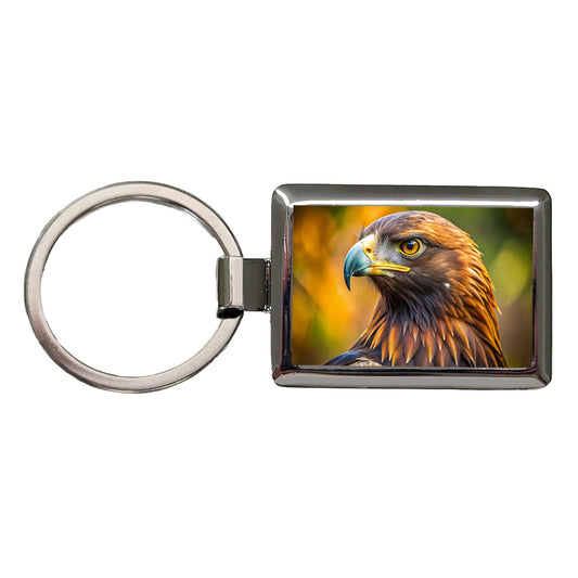 Golden Eagle Raptor Bird Of Prey Rectangle Metal Keychain