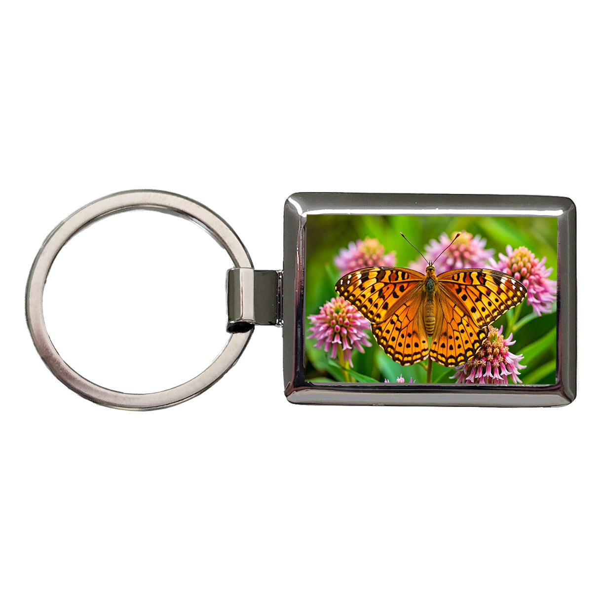 Great Spangled Fritillary Butterfly Rectangle Metal Keychain