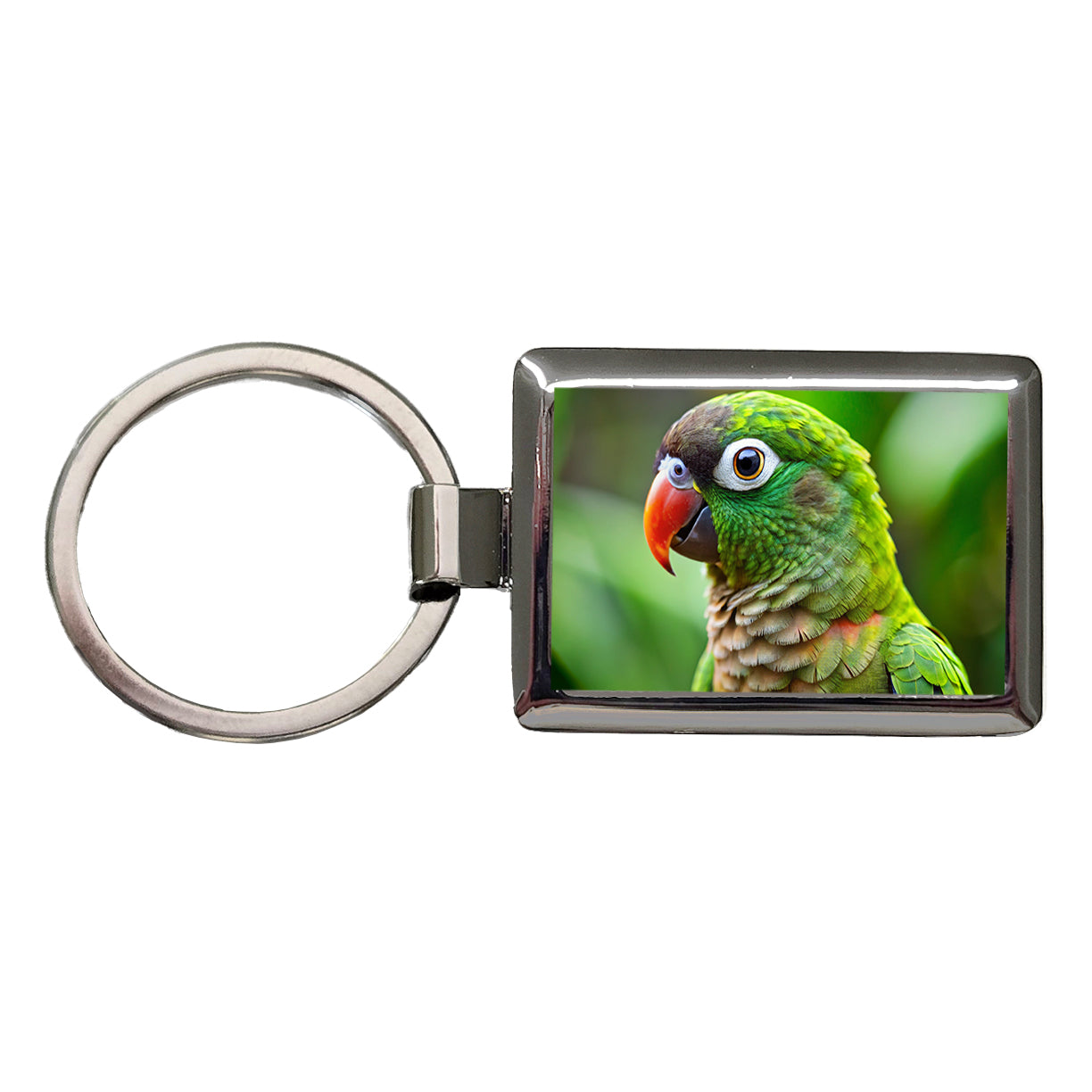 Green Conure Parakeet Bird Rectangle Metal Keychain