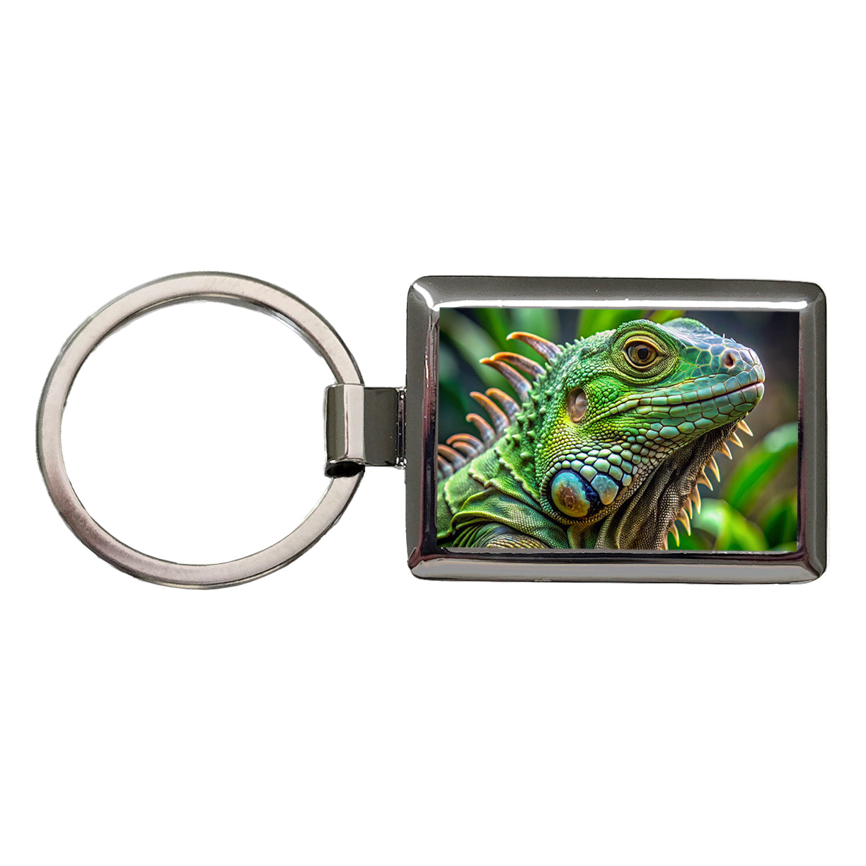 Green Iguana Lizard Reptile Rectangle Metal Keychain