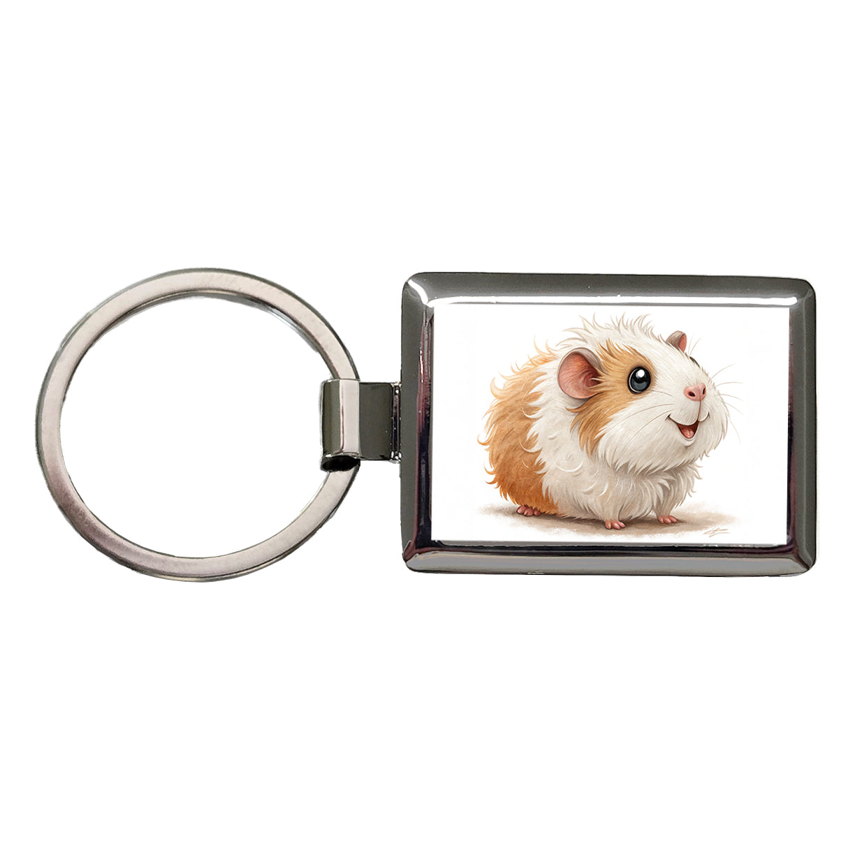 Guinea Pig Children's Illustration Style Rectangle Metal Keychain