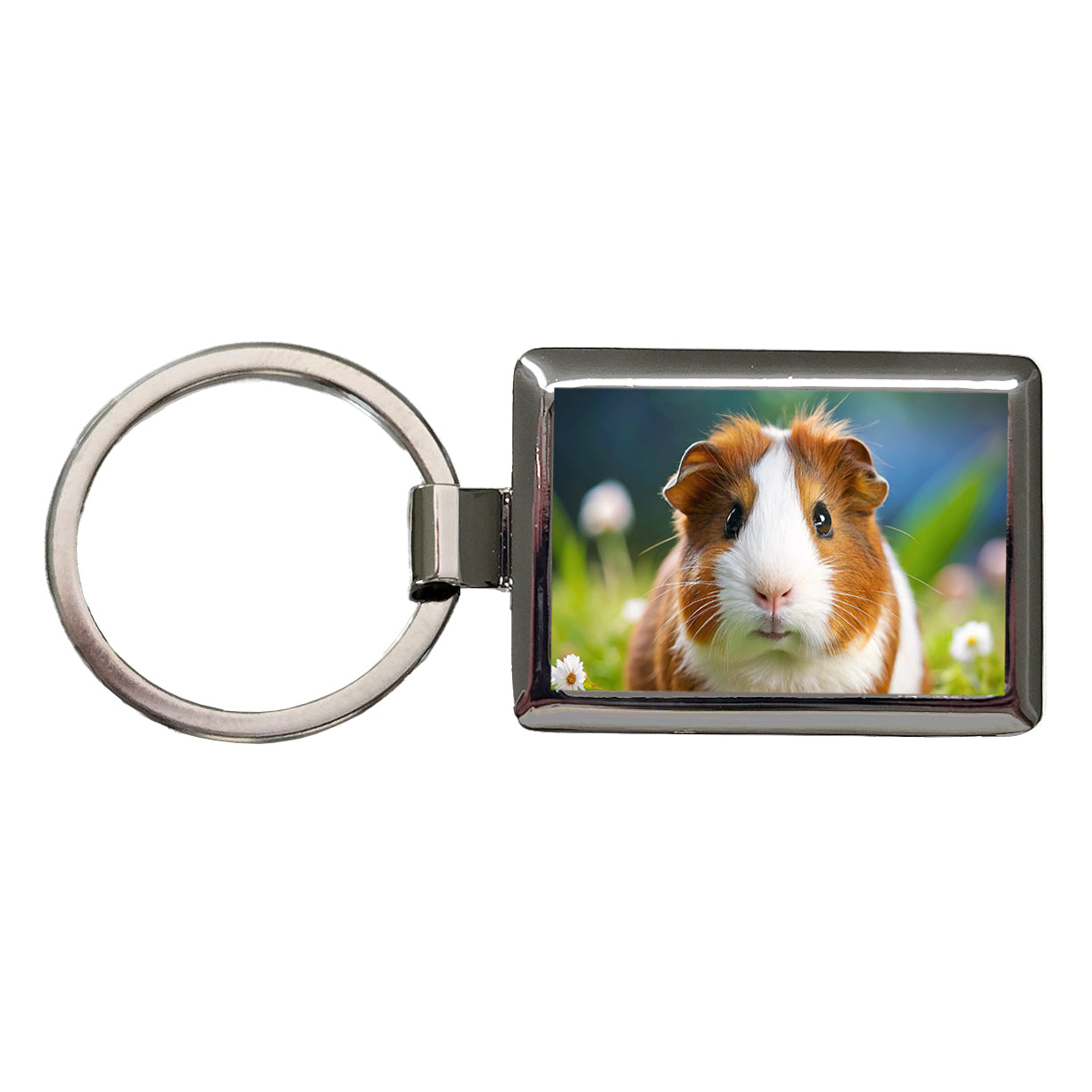 Guinea Pig Rectangle Metal Keychain