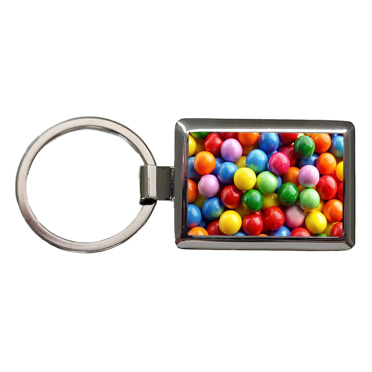 Gumballs Colorful Candy Rectangle Metal Keychain