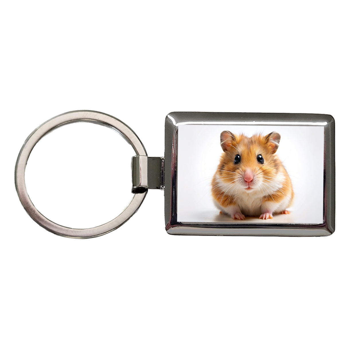 Hamster Rectangle Metal Keychain