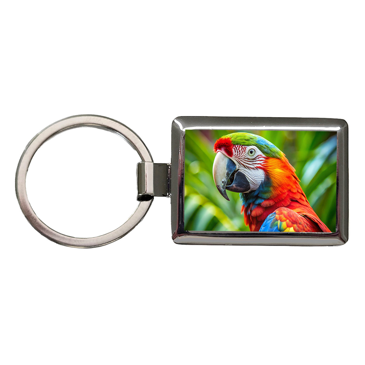 Macaw Parrot Bird Rectangle Metal Keychain