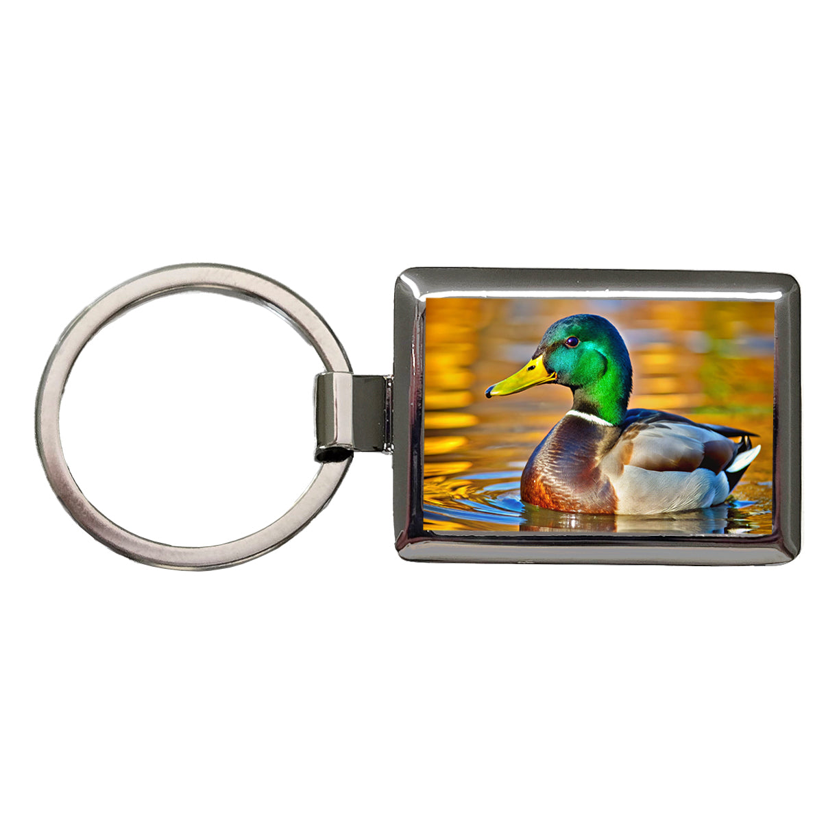 Mallard Duck Rectangle Metal Keychain