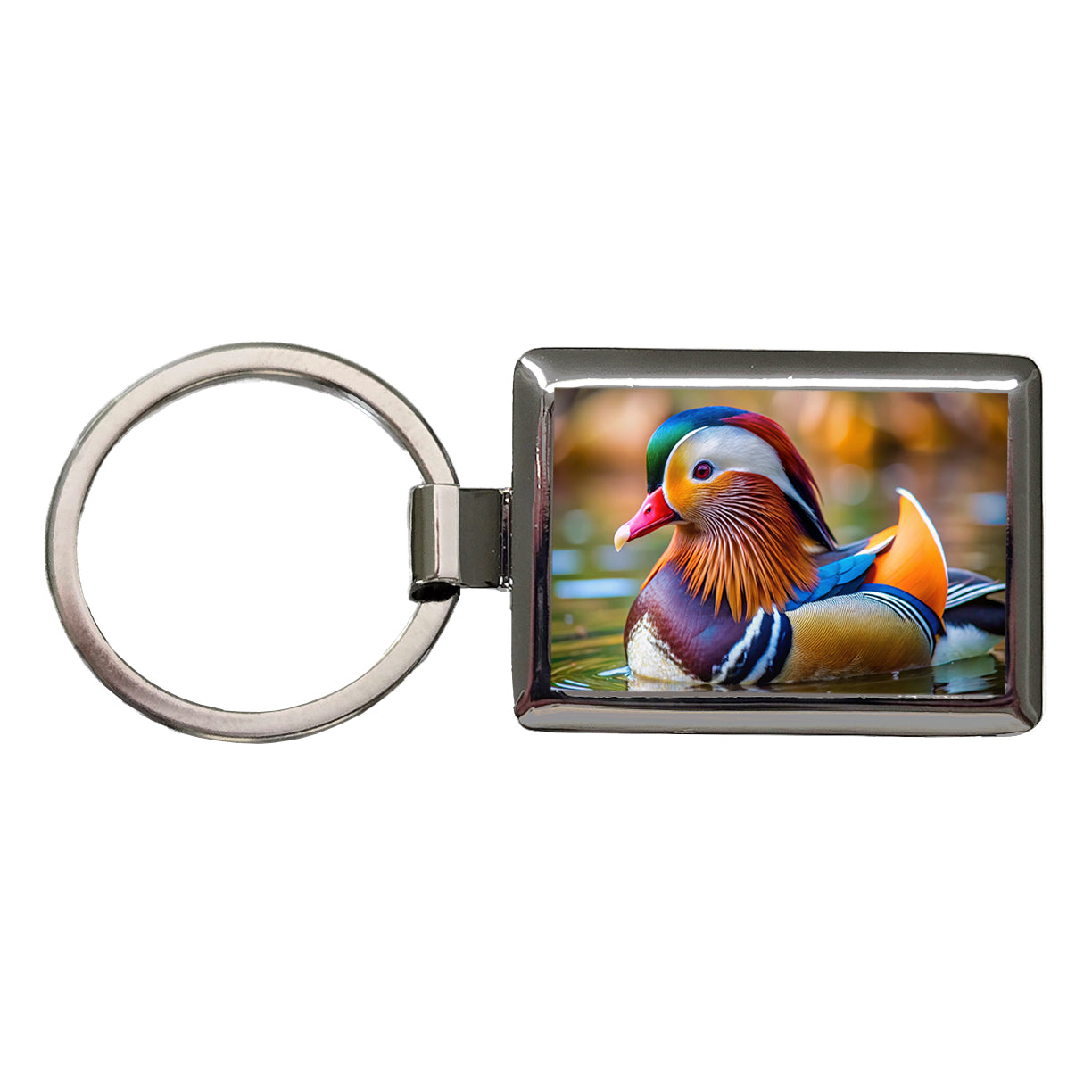 Mandarin Duck Rectangle Metal Keychain