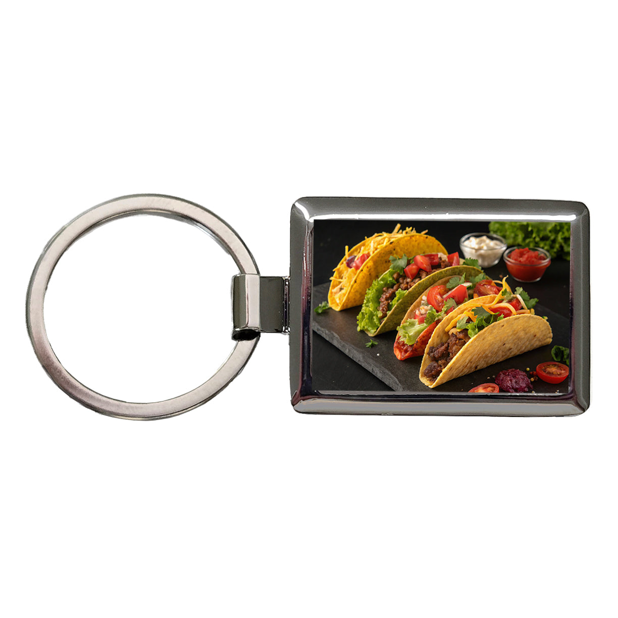 Mexican Tacos Rectangle Metal Keychain