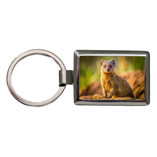Mongoose Rectangle Metal Keychain
