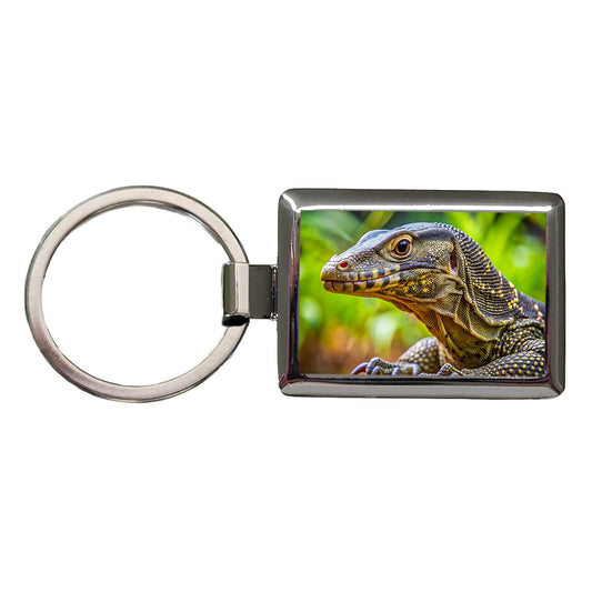 Monitor Lizard Reptile Rectangle Metal Keychain