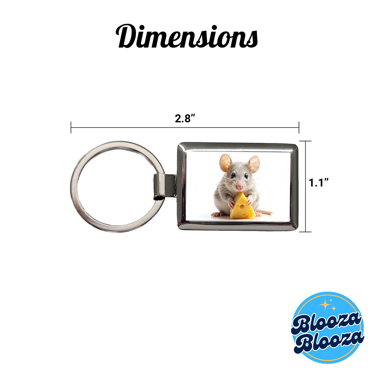 Mouse With A Piece Of Cheese Rectangle Metal Keychain