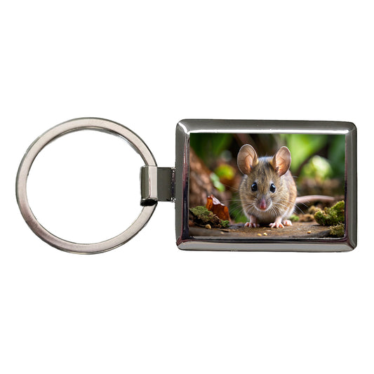 Mouse Rectangle Metal Keychain