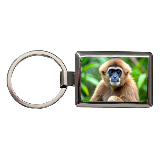 Muller's Gibbon Monkey Rectangle Metal Keychain