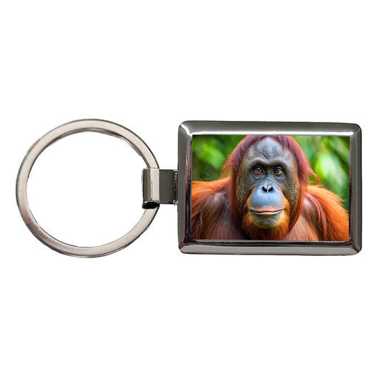 Orangutan Monkey Ape Rectangle Metal Keychain